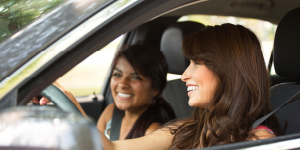2 ladies in a car