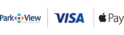 PVFCU logo, Visa logo, Apple Pay logo
