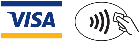 Visa logo and contactless swipe logo
