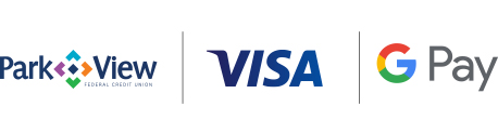 PVFCU logo, Visa logo, Google Pay logo