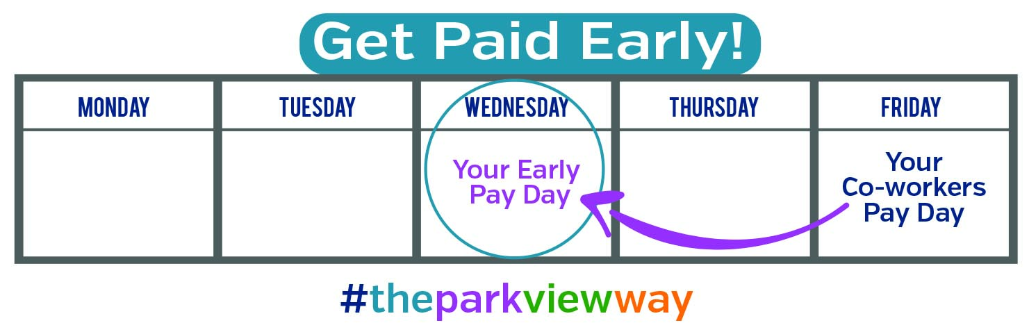 Week Calendar Showing Getting Paid on Wednesday Versus Friday: Get Paid Earlier Than your Co-workers