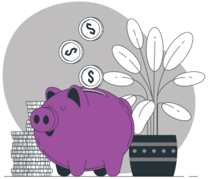 Piggy Bank Piggy bank with stack of change
