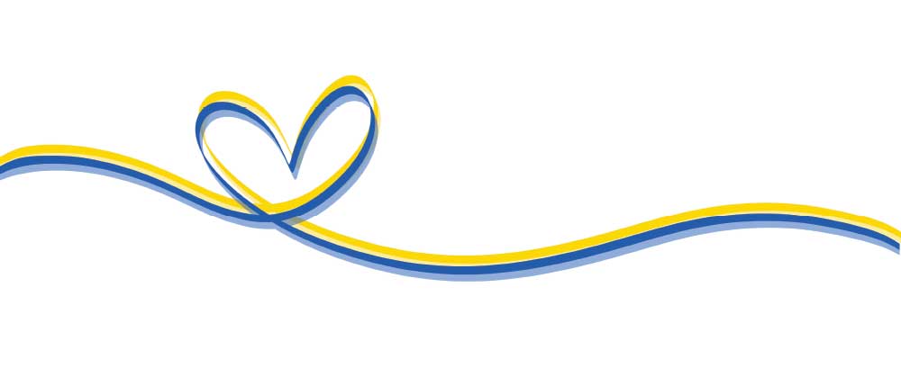 Ukraine flag icon in the shape of a heart