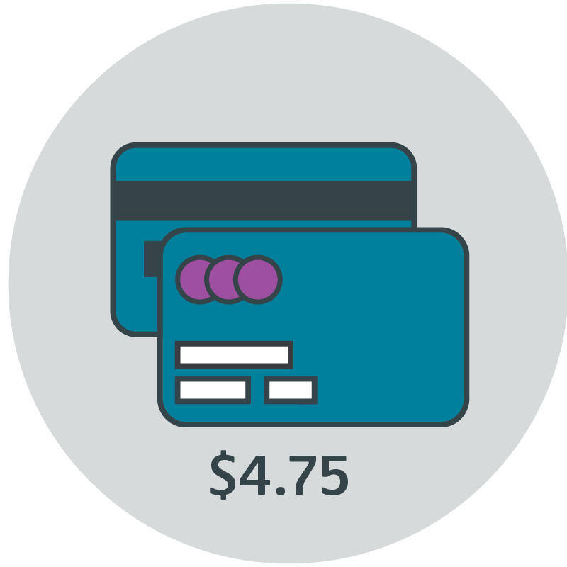 A graphic with a credit card showing the front. Making a purchase concept.