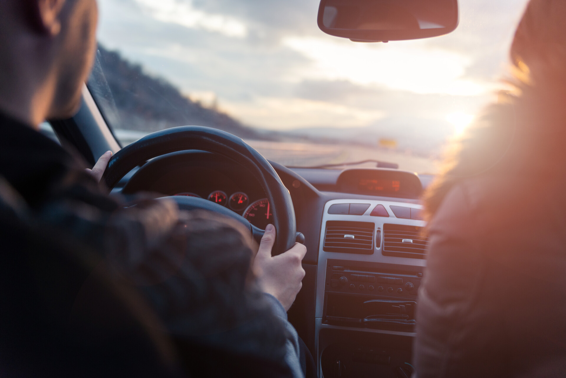 Going on a vacation together Traveling together towards the sun by car. Driving and auto loan concept.