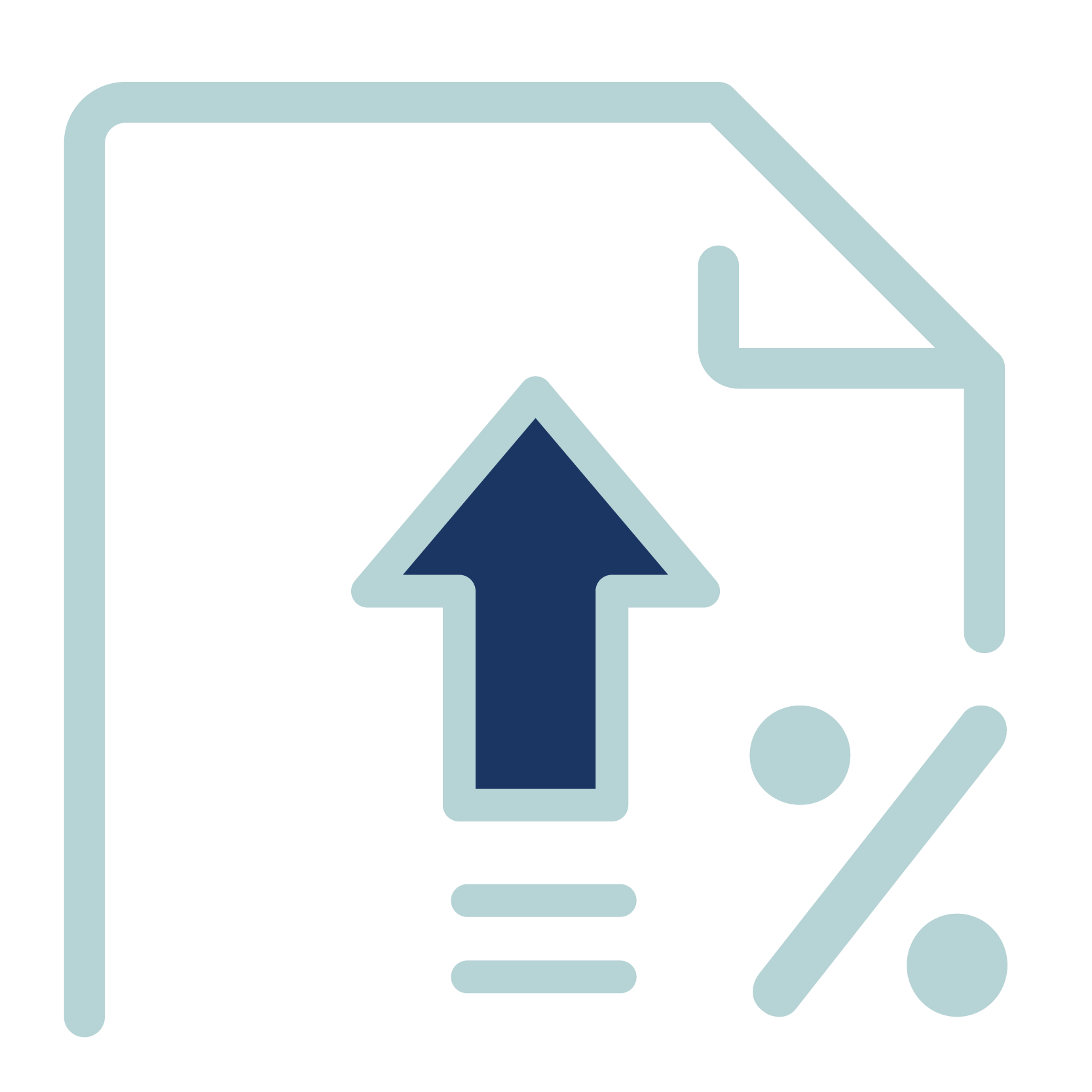 Icon with paper and an arrow up, symbolizing a bump up certificate.