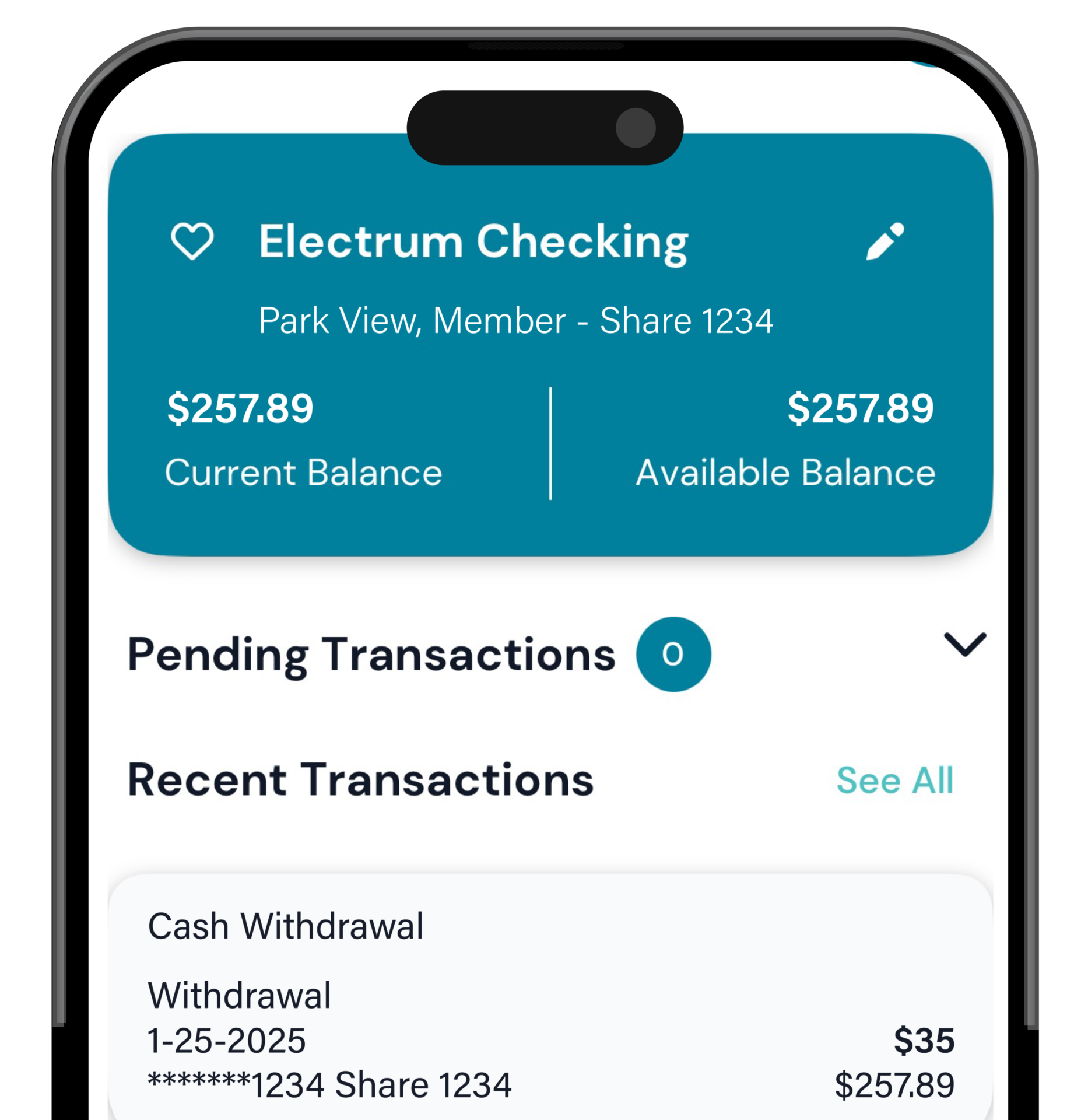 Screenshot of the Electrum Checking app interface displaying wallet balances and transaction history.