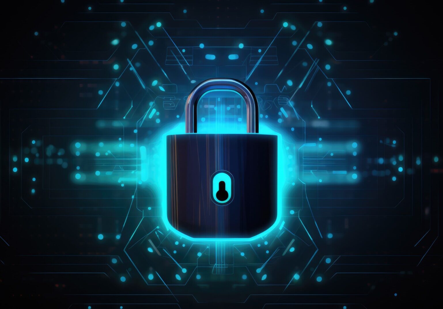 A secure lock featuring a bright blue light, representing the importance of cyber security in safeguarding information