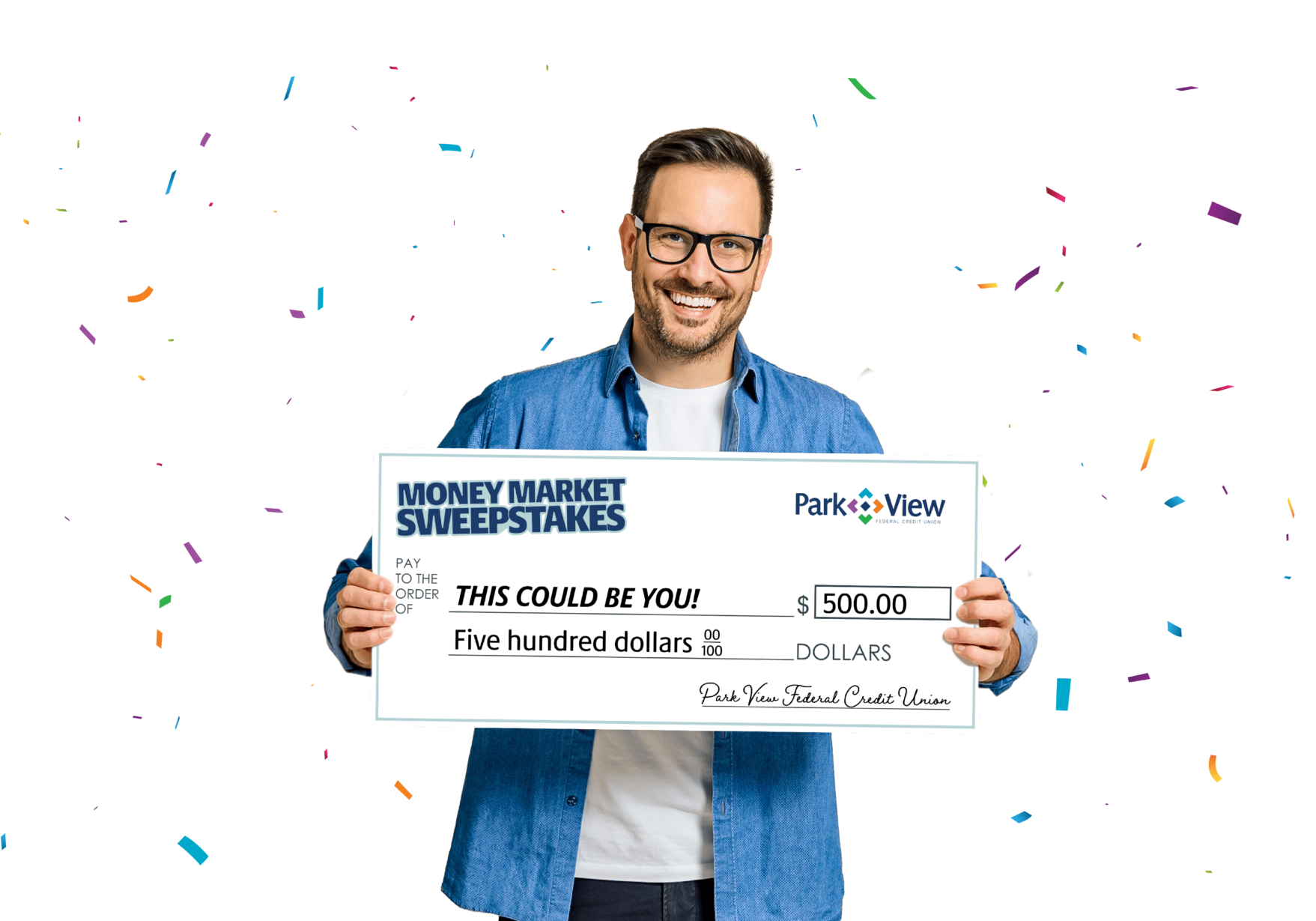 Man Holding Sweepstakes Check